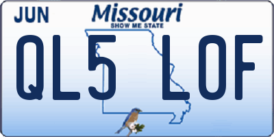 MO license plate QL5L0F