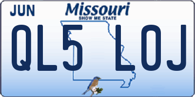 MO license plate QL5L0J