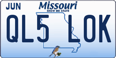 MO license plate QL5L0K