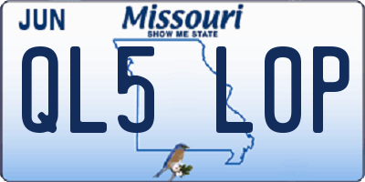 MO license plate QL5L0P