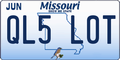 MO license plate QL5L0T