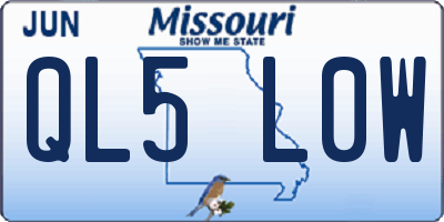 MO license plate QL5L0W