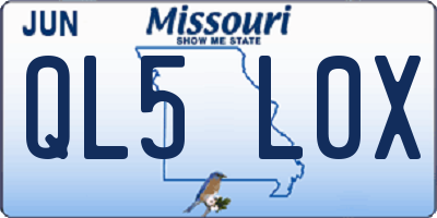 MO license plate QL5L0X