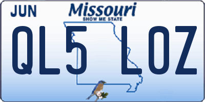 MO license plate QL5L0Z