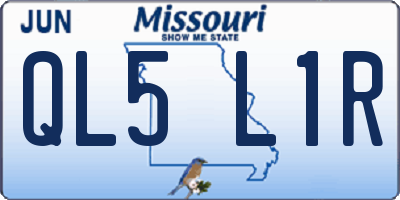 MO license plate QL5L1R