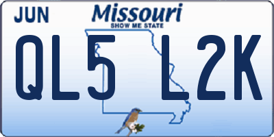 MO license plate QL5L2K