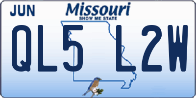 MO license plate QL5L2W
