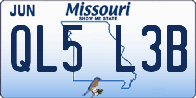 MO license plate QL5L3B
