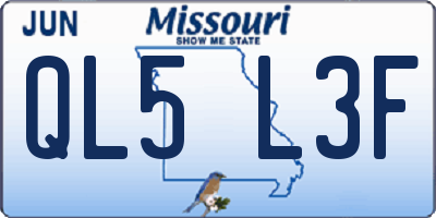 MO license plate QL5L3F