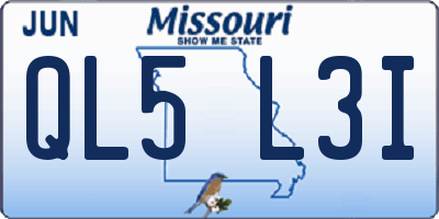 MO license plate QL5L3I