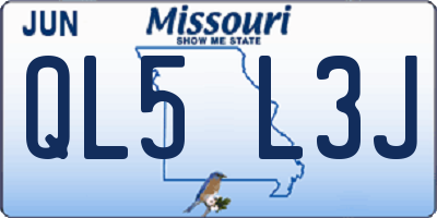 MO license plate QL5L3J