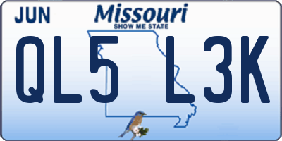 MO license plate QL5L3K