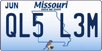 MO license plate QL5L3M