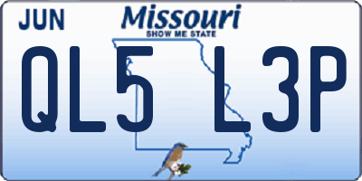 MO license plate QL5L3P