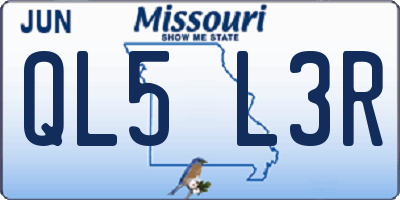 MO license plate QL5L3R