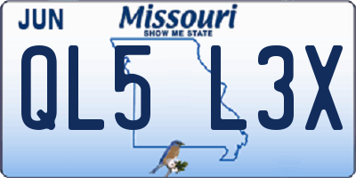 MO license plate QL5L3X