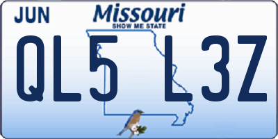 MO license plate QL5L3Z
