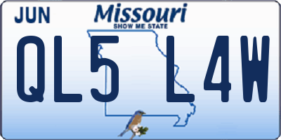 MO license plate QL5L4W