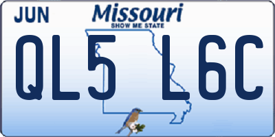 MO license plate QL5L6C