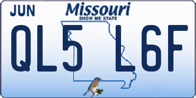 MO license plate QL5L6F