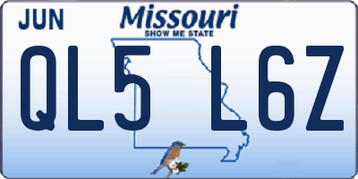 MO license plate QL5L6Z