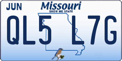 MO license plate QL5L7G