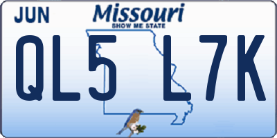 MO license plate QL5L7K