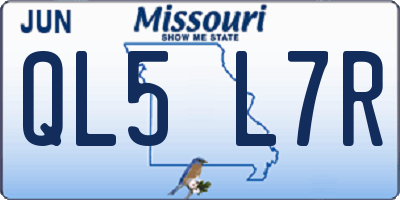 MO license plate QL5L7R