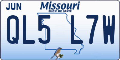 MO license plate QL5L7W