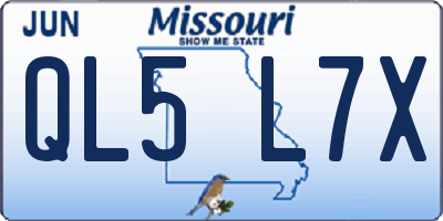 MO license plate QL5L7X