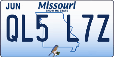 MO license plate QL5L7Z