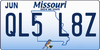 MO license plate QL5L8Z