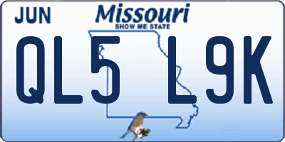 MO license plate QL5L9K