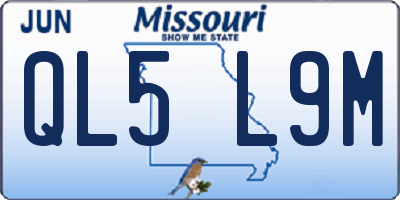 MO license plate QL5L9M