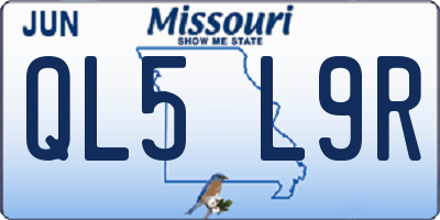 MO license plate QL5L9R