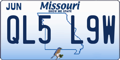 MO license plate QL5L9W