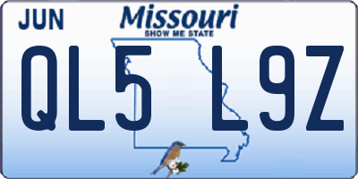 MO license plate QL5L9Z