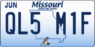 MO license plate QL5M1F
