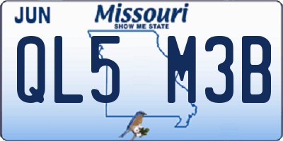 MO license plate QL5M3B