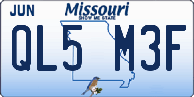 MO license plate QL5M3F