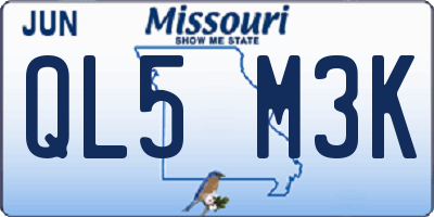 MO license plate QL5M3K