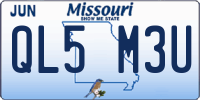 MO license plate QL5M3U