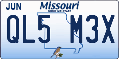 MO license plate QL5M3X