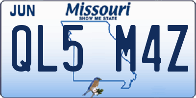MO license plate QL5M4Z