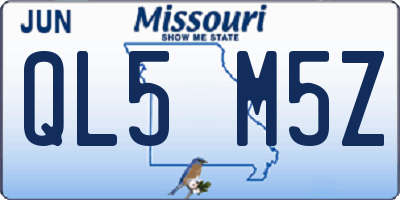 MO license plate QL5M5Z