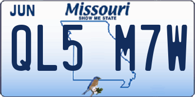 MO license plate QL5M7W