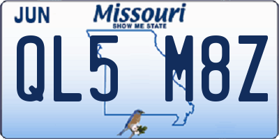MO license plate QL5M8Z