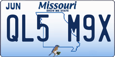 MO license plate QL5M9X