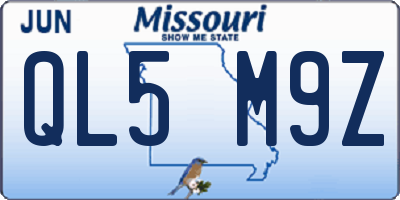 MO license plate QL5M9Z