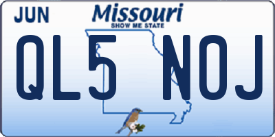 MO license plate QL5N0J